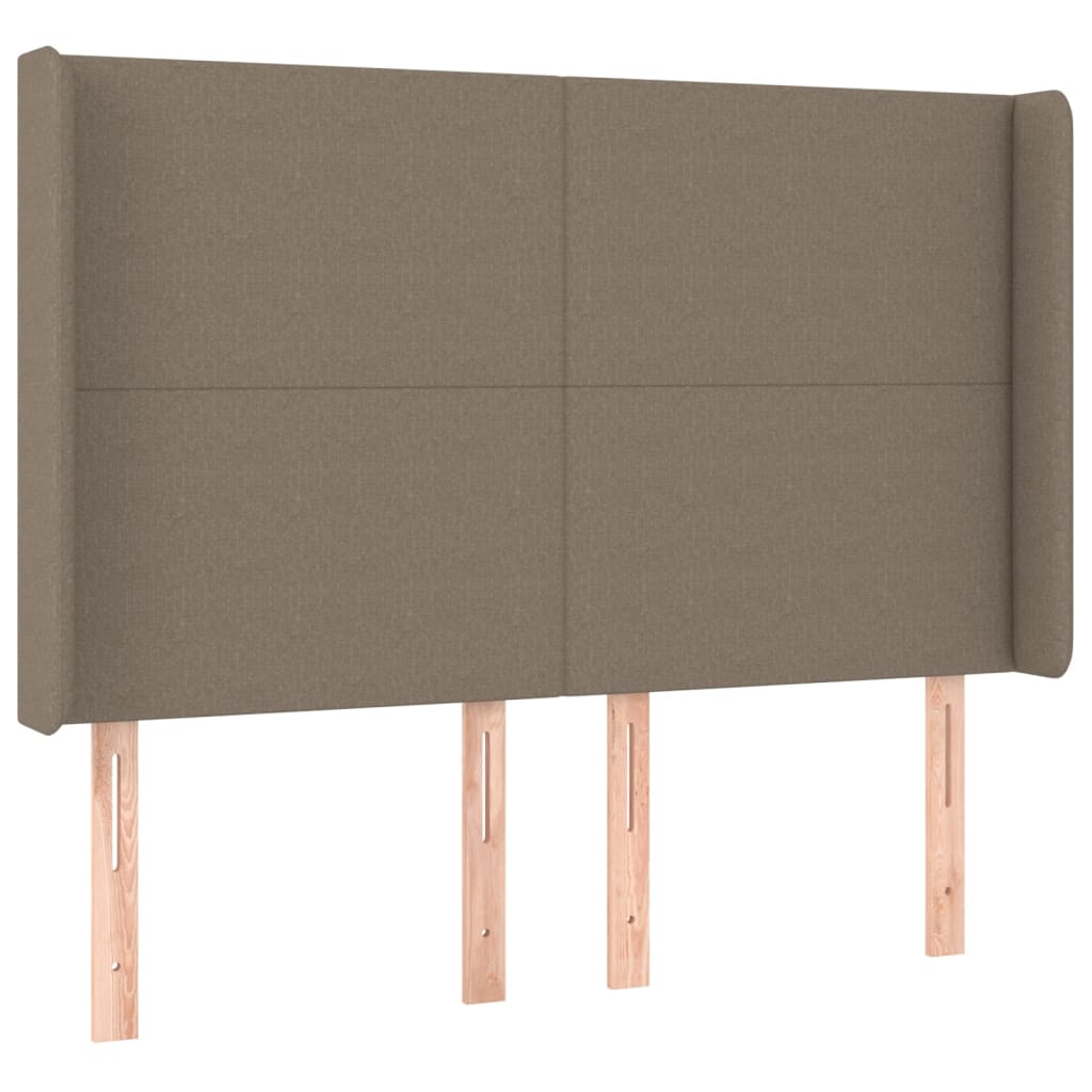 vidaXL Zagłówek do łóżka z LED, taupe, 147x16x118/128 cm, tkanina