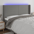 vidaXL Zagłówek do łóżka z LED, ciemnoszary, 163x16x118/128cm, tkanina