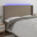 vidaXL Zagłówek do łóżka z LED, taupe, 163x16x118/128 cm, tkanina