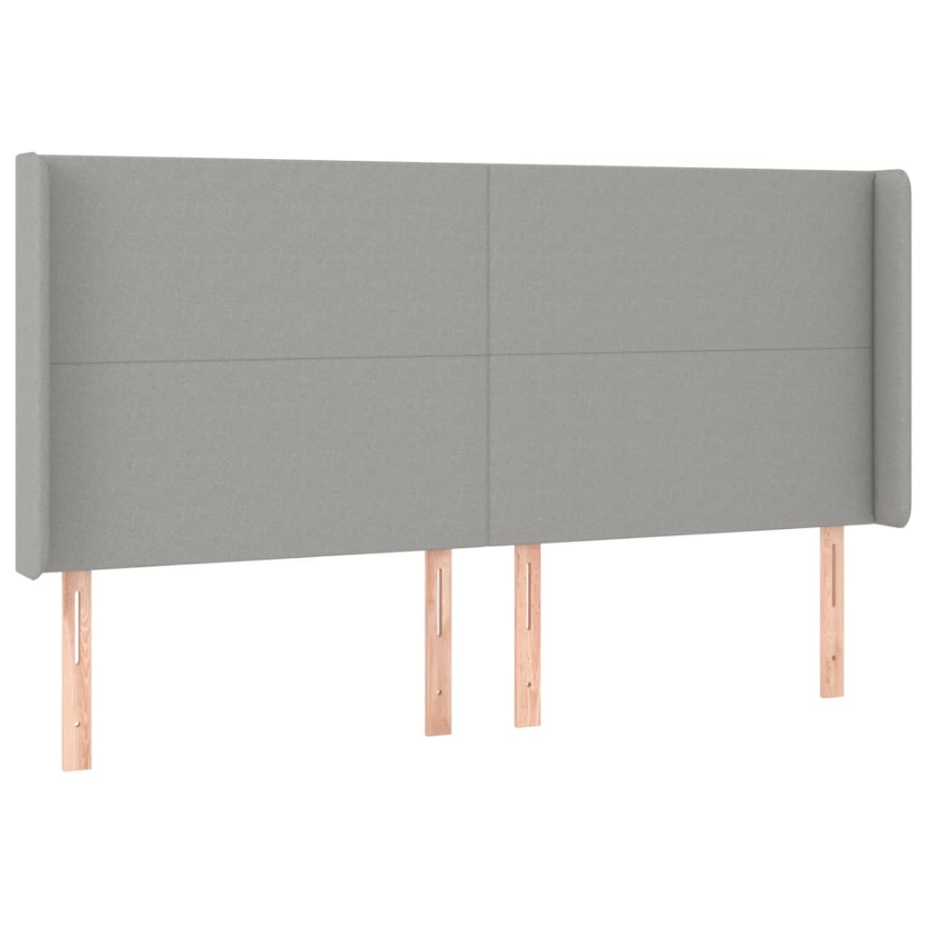 vidaXL Zagłówek do łóżka z LED, jasnoszary, 183x16x118/128 cm, tkanina