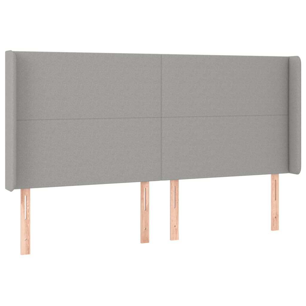 vidaXL Zagłówek do łóżka z LED, jasnoszary, 203x16x118/128 cm, tkanina