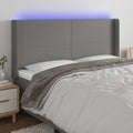 vidaXL Zagłówek do łóżka z LED, ciemnoszary, 203x16x118/128cm, tkanina