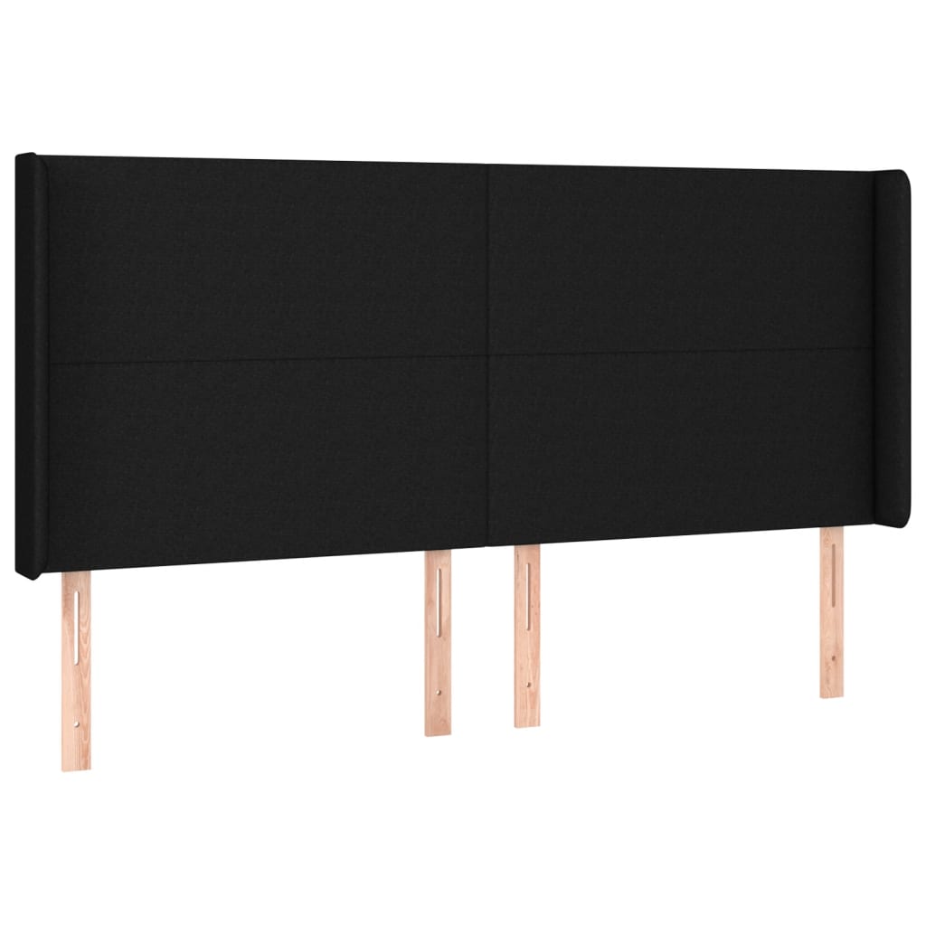vidaXL Zagłówek do łóżka z LED, czarny, 203x16x118/128 cm, tkanina