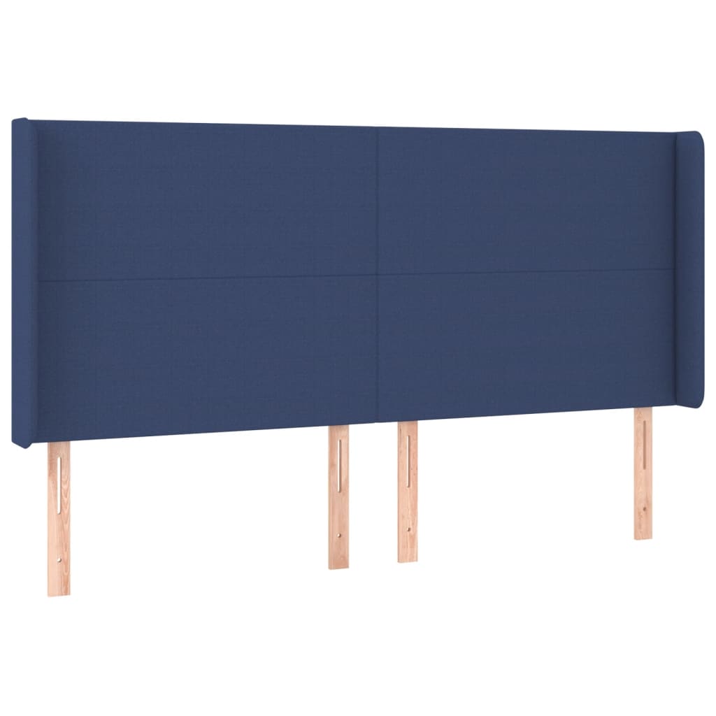 vidaXL Zagłówek do łóżka z LED, niebieski, 203x16x118/128 cm, tkanina