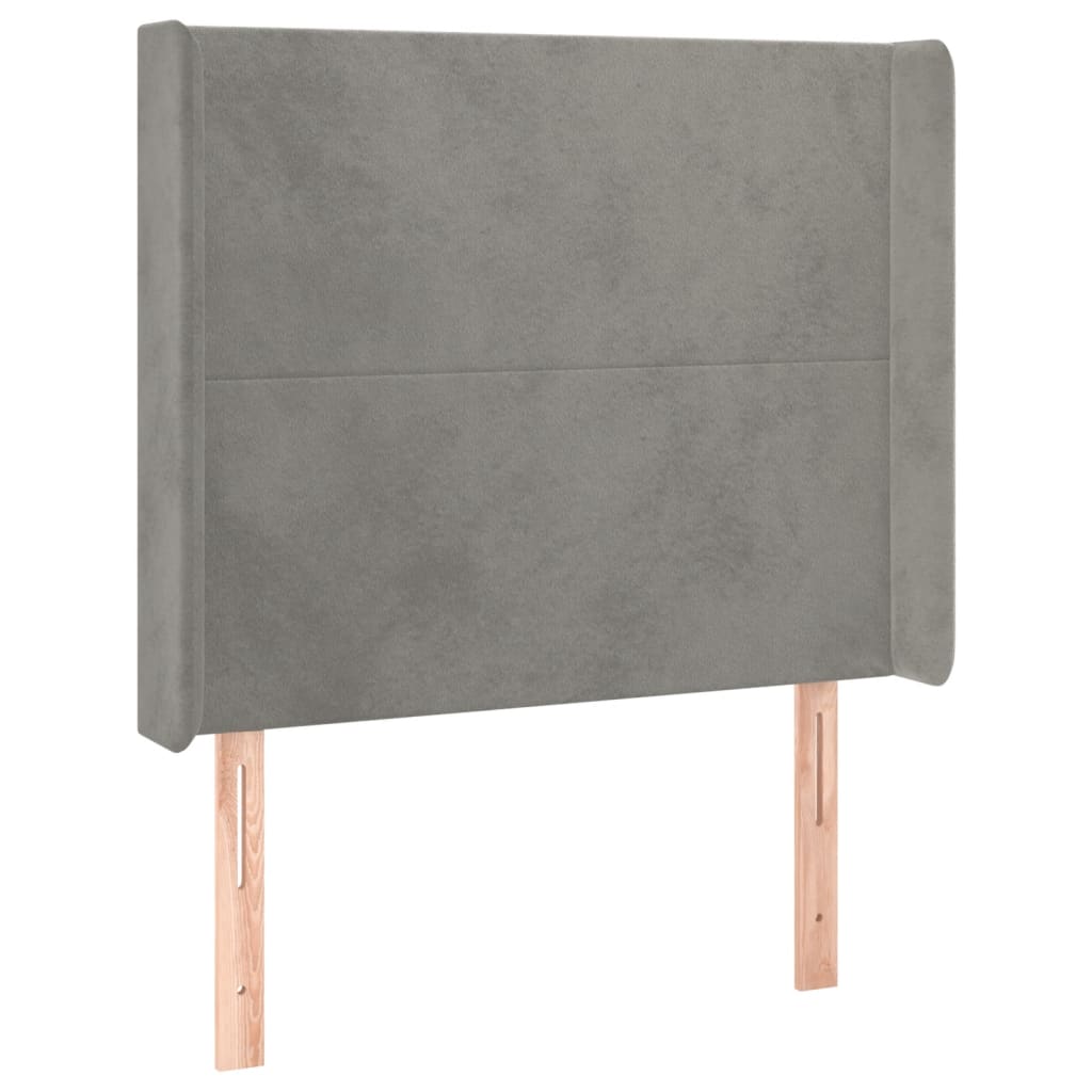vidaXL Zagłówek do łóżka z LED, jasnoszary, 83x16x118/128 cm, aksamit