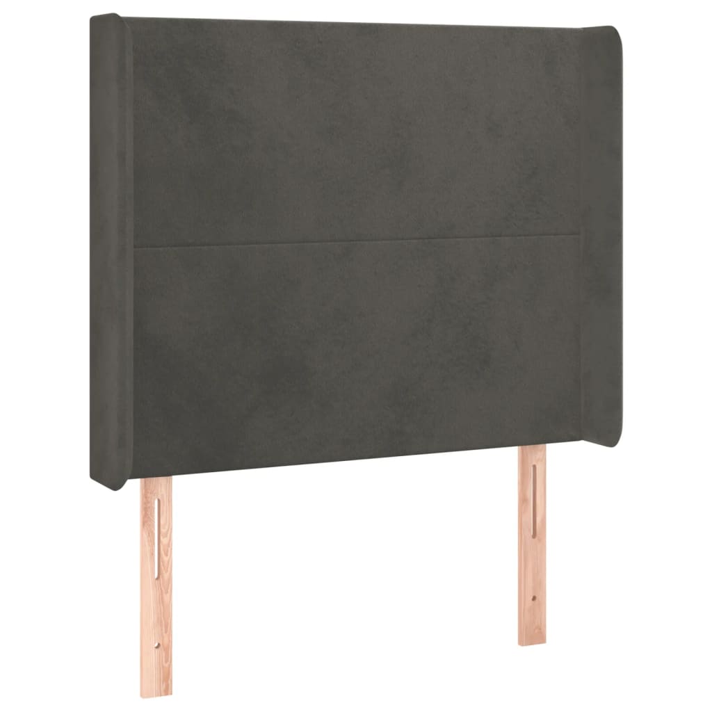 vidaXL Zagłówek do łóżka z LED, ciemnoszary, 83x16x118/128 cm, aksamit