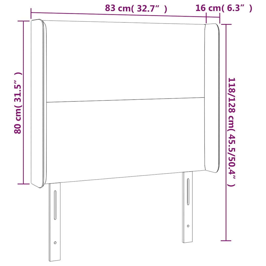 vidaXL Zagłówek do łóżka z LED, ciemnozielony 83x16x118/128 cm aksamit