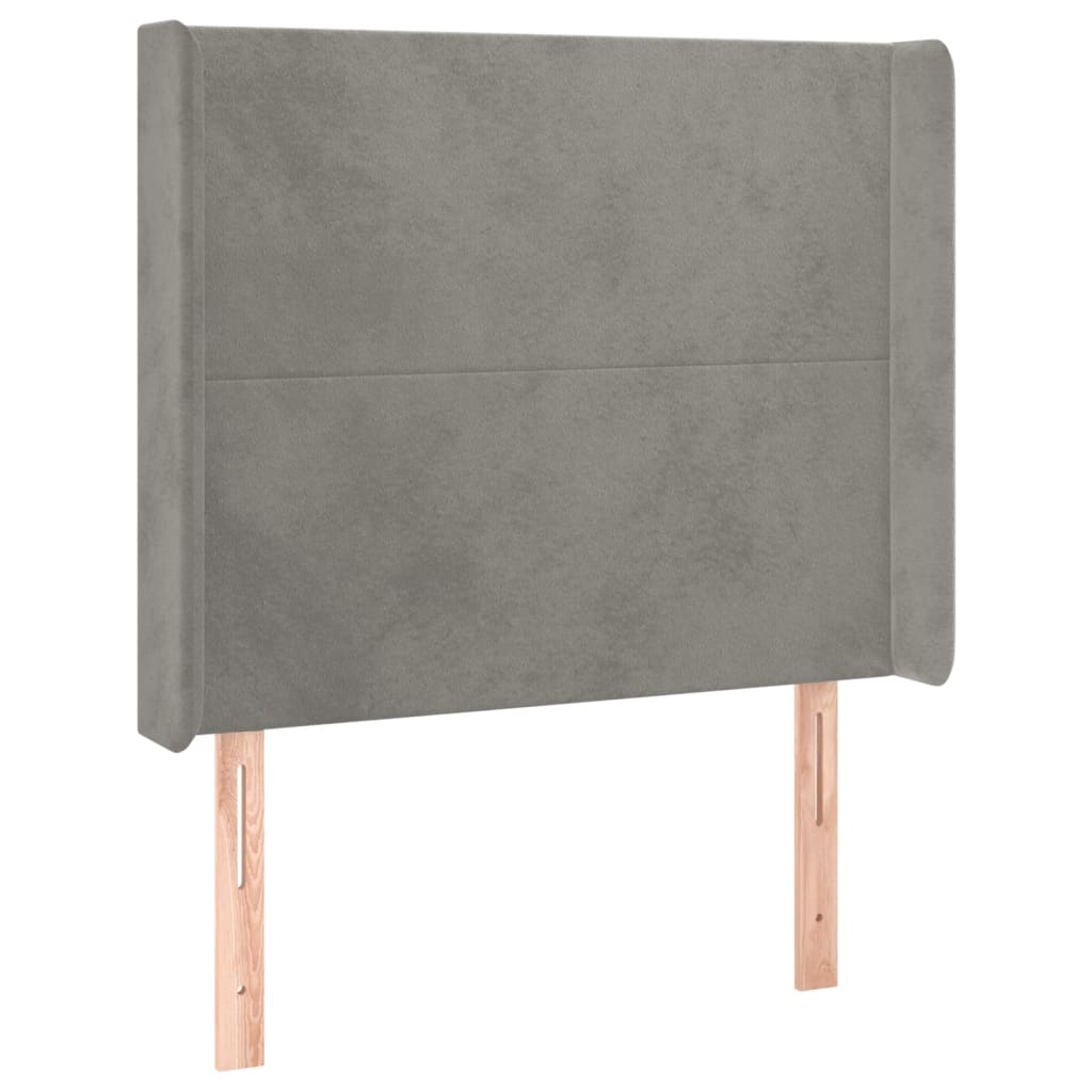 vidaXL Zagłówek do łóżka z LED, jasnoszary, 93x16x118/128 cm, aksamit