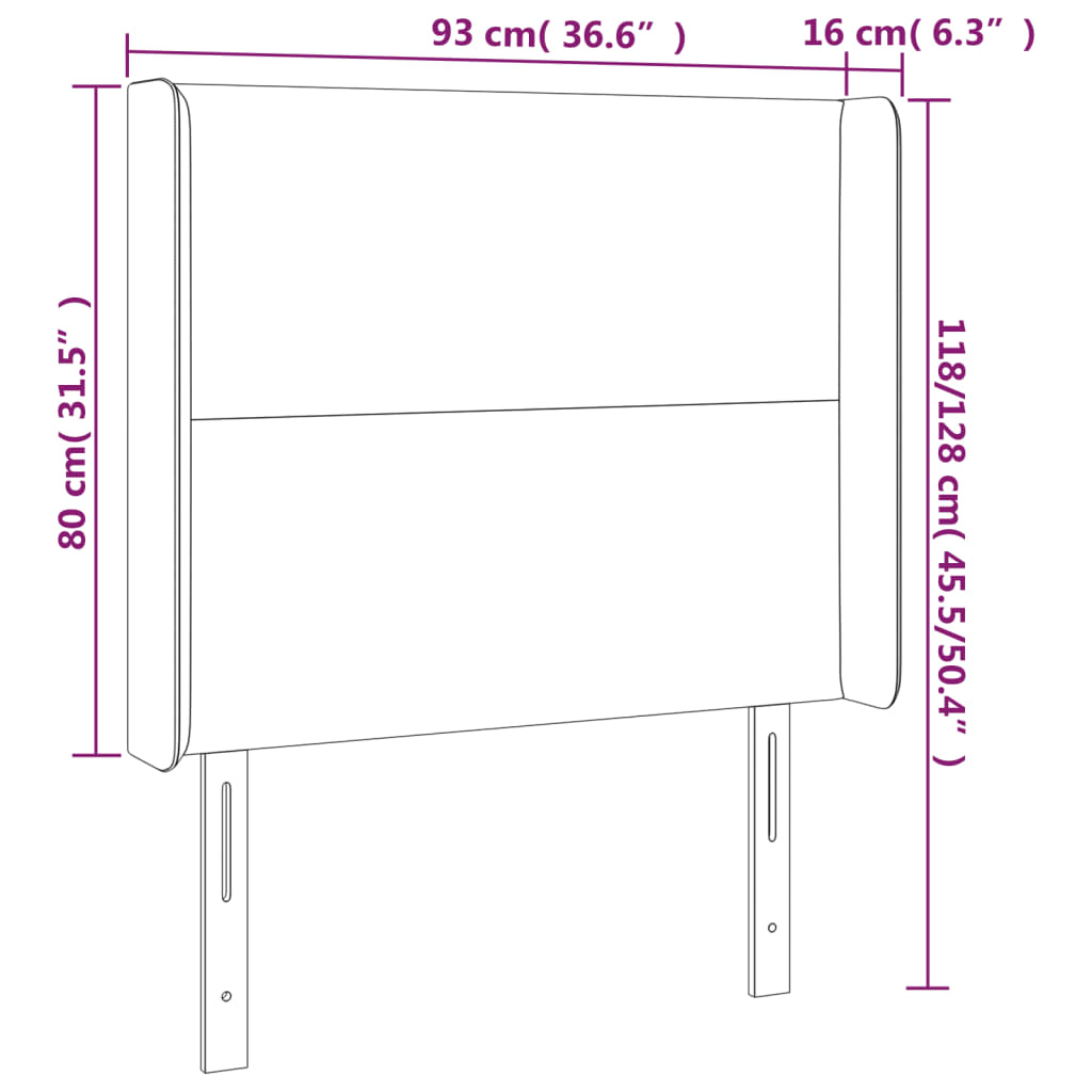 vidaXL Zagłówek do łóżka z LED, jasnoszary, 93x16x118/128 cm, aksamit