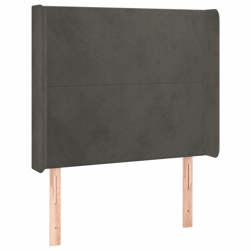 vidaXL Zagłówek do łóżka z LED, ciemnoszary, 103x16x118/128cm, aksamit
