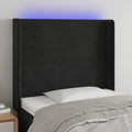 vidaXL Zagłówek do łóżka z LED, czarny, 103x16x118/128 cm, aksamit