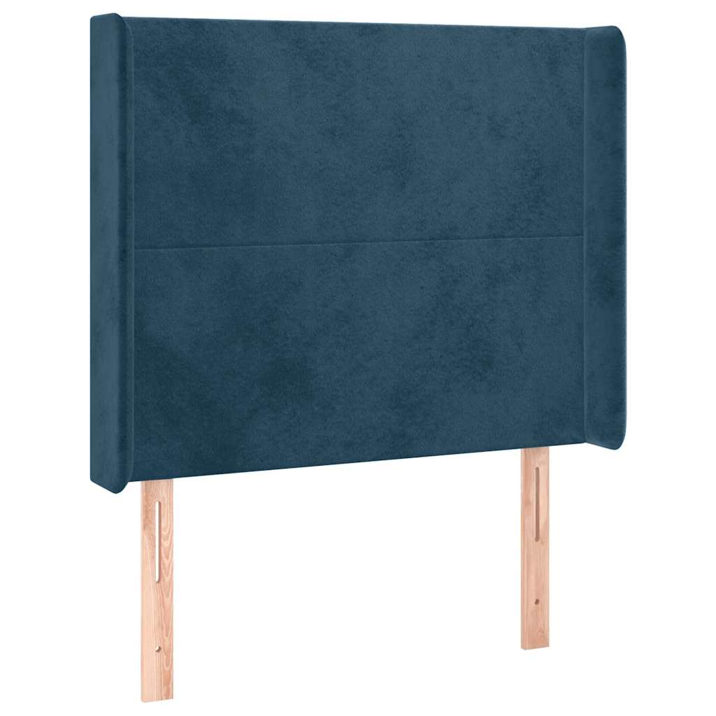 vidaXL Zagłówek do łóżka z LED ciemnoniebieski, 103x16x118/128 cm