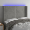 vidaXL Zagłówek do łóżka z LED, jasnoszary, 147x16x118/128 cm, aksamit