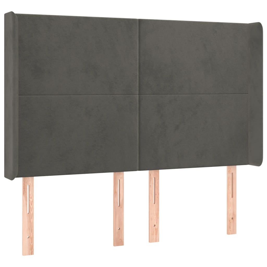 vidaXL Zagłówek do łóżka z LED, ciemnoszary, 147x16x118/128cm, aksamit