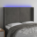 vidaXL Zagłówek do łóżka z LED, ciemnoszary, 147x16x118/128cm, aksamit