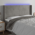 vidaXL Zagłówek do łóżka z LED, jasnoszary, 163x16x118/128 cm, aksamit