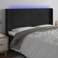 vidaXL Zagłówek do łóżka z LED, czarny, 163x16x118/128 cm, aksamit