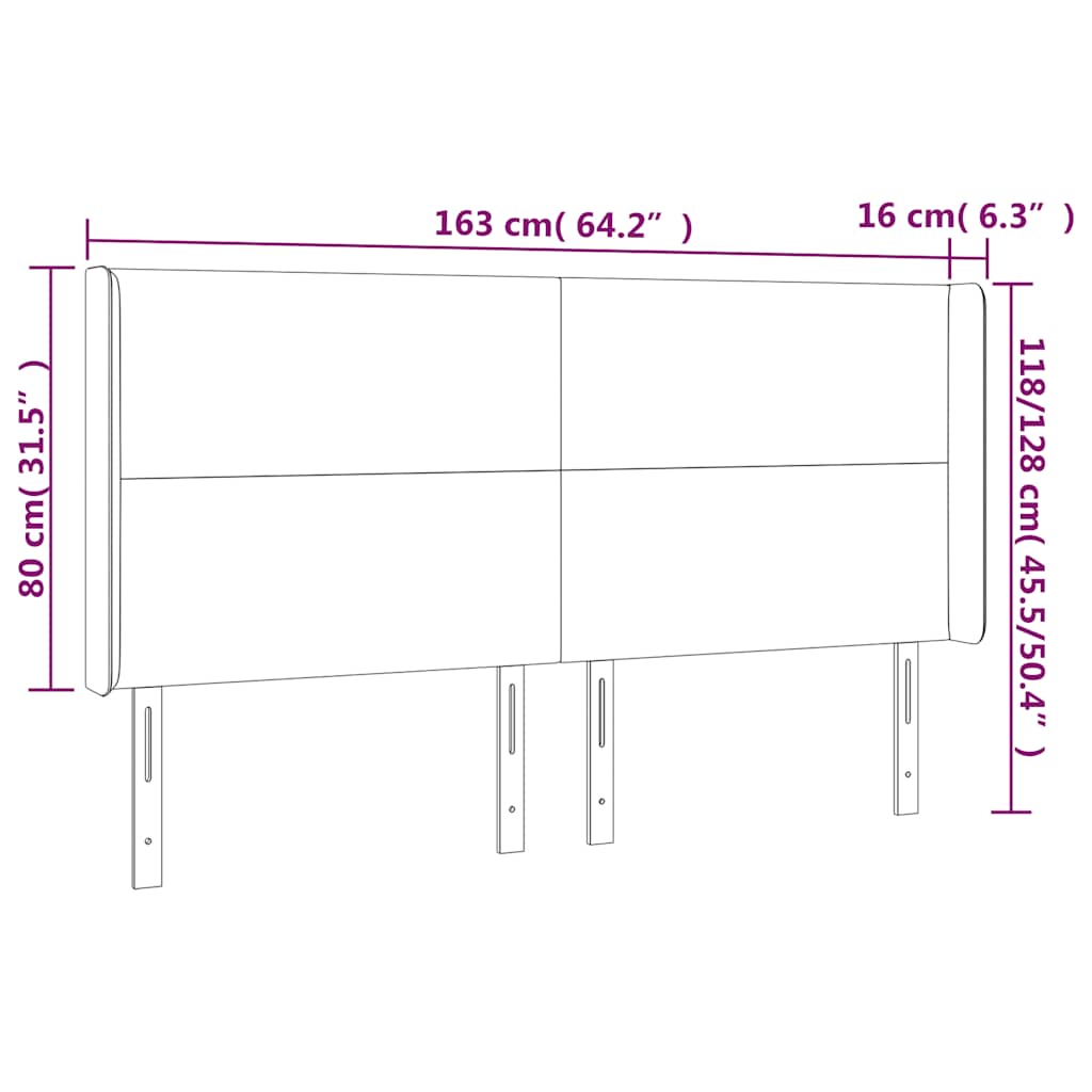 vidaXL Zagłówek do łóżka z LED ciemnoniebieski, 163x16x118/128 cm