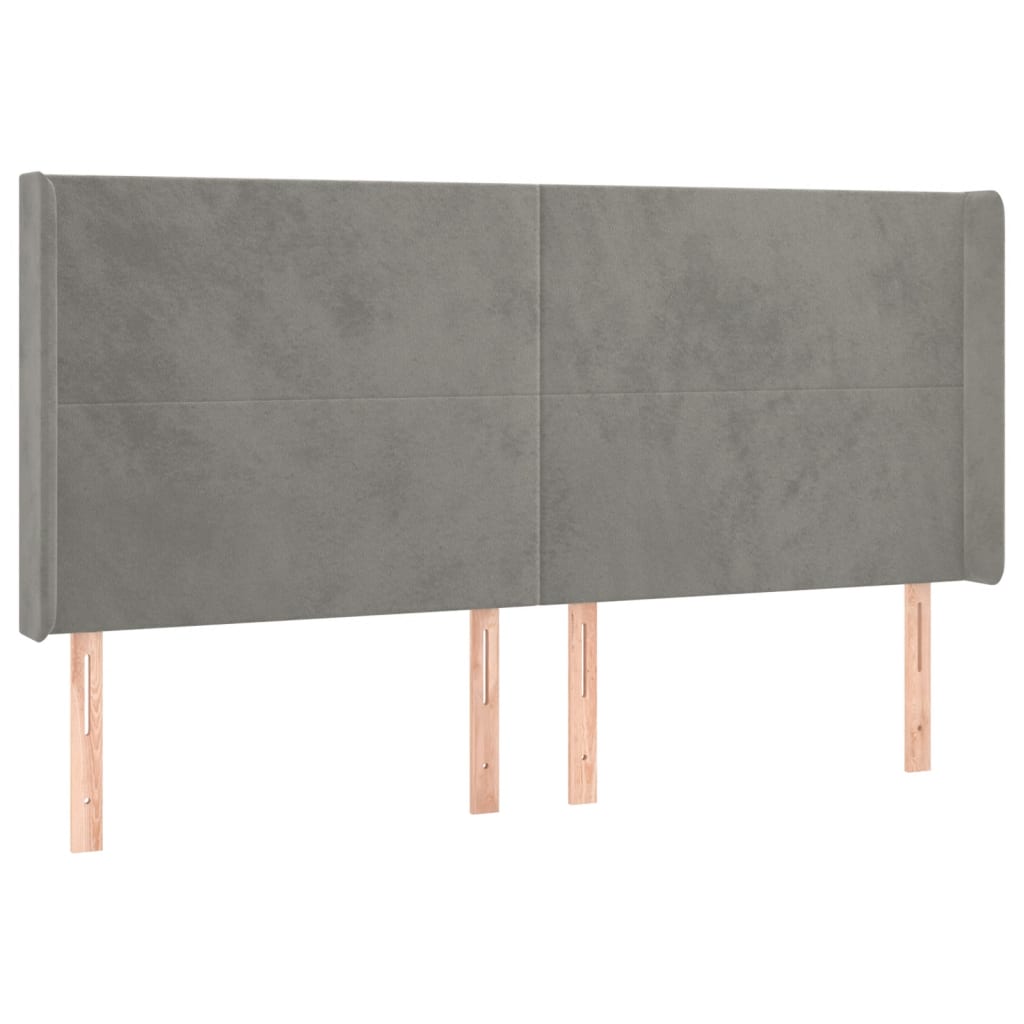 vidaXL Zagłówek do łóżka z LED, jasnoszary, 183x16x118/128 cm, aksamit