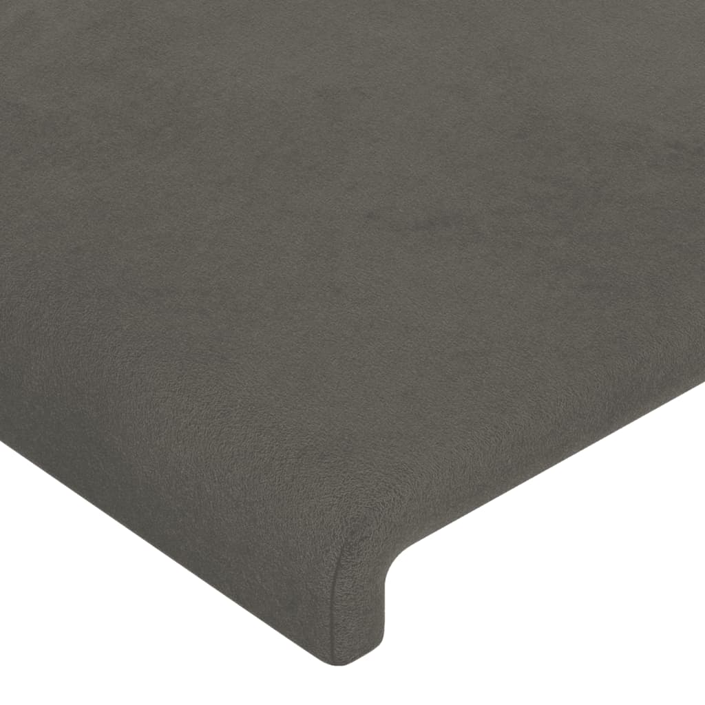 vidaXL Zagłówek do łóżka z LED, ciemnoszary, 183x16x118/128cm, aksamit