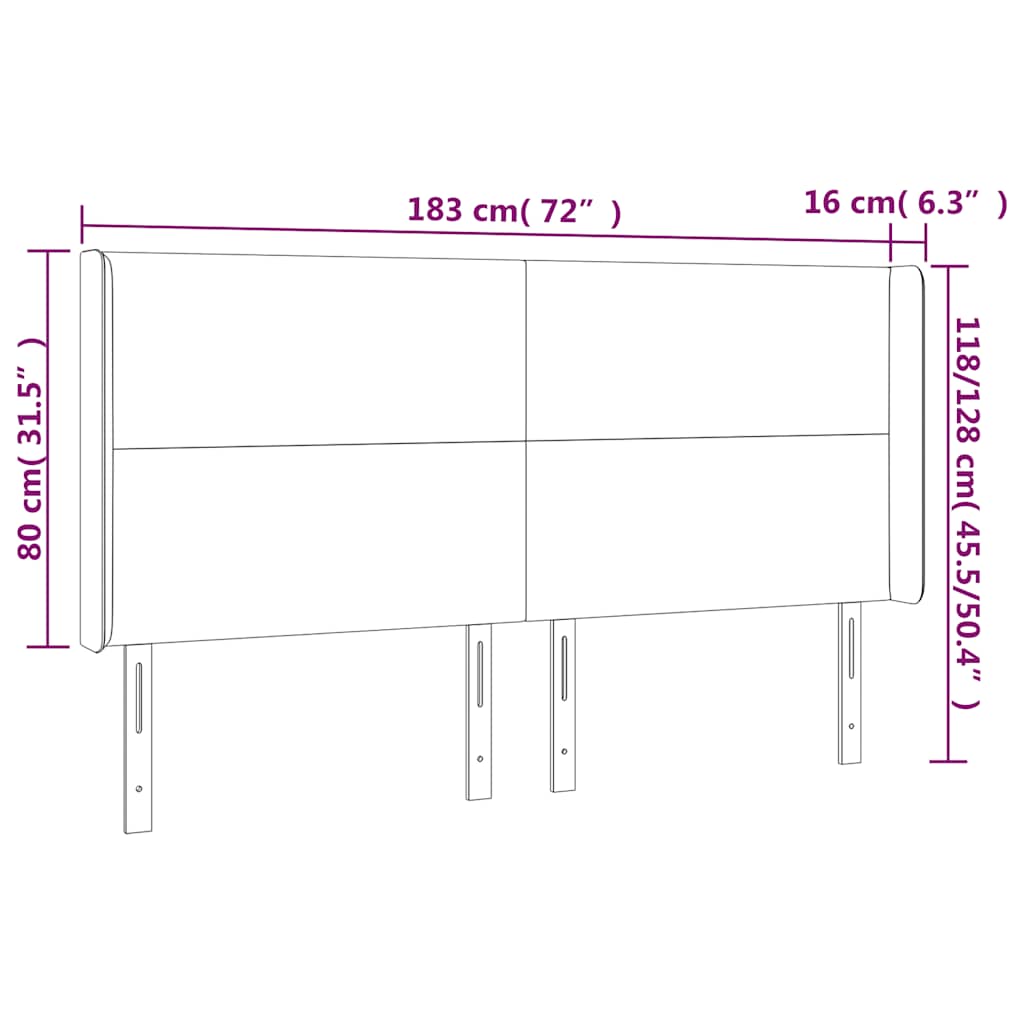 vidaXL Zagłówek do łóżka z LED, ciemnozielony 183x16x118/128cm aksamit