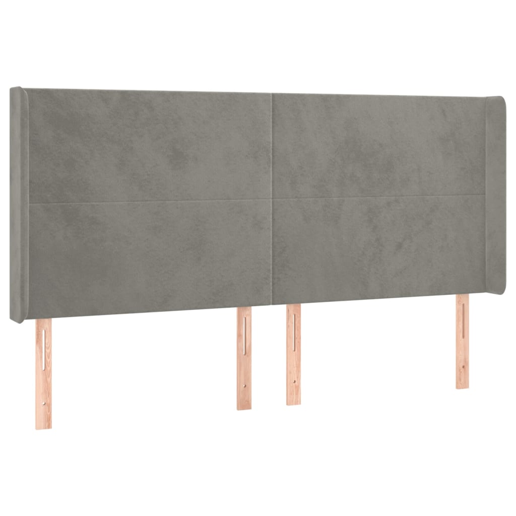 vidaXL Zagłówek do łóżka z LED, jasnoszary, 203x16x118/128 cm, aksamit