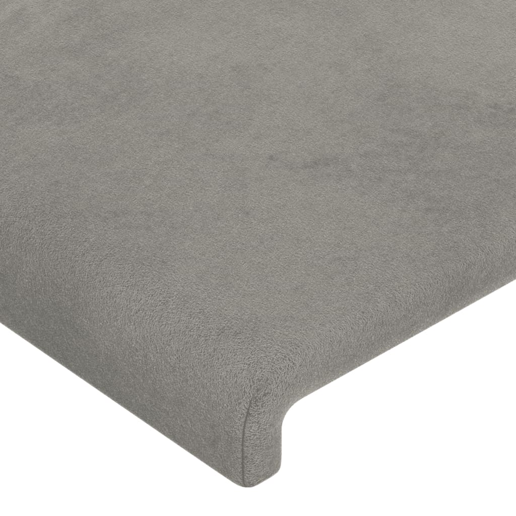 vidaXL Zagłówek do łóżka z LED, jasnoszary, 203x16x118/128 cm, aksamit