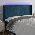 vidaXL Zagłówek do łóżka z LED ciemnoniebieski, 203x16x118/128 cm