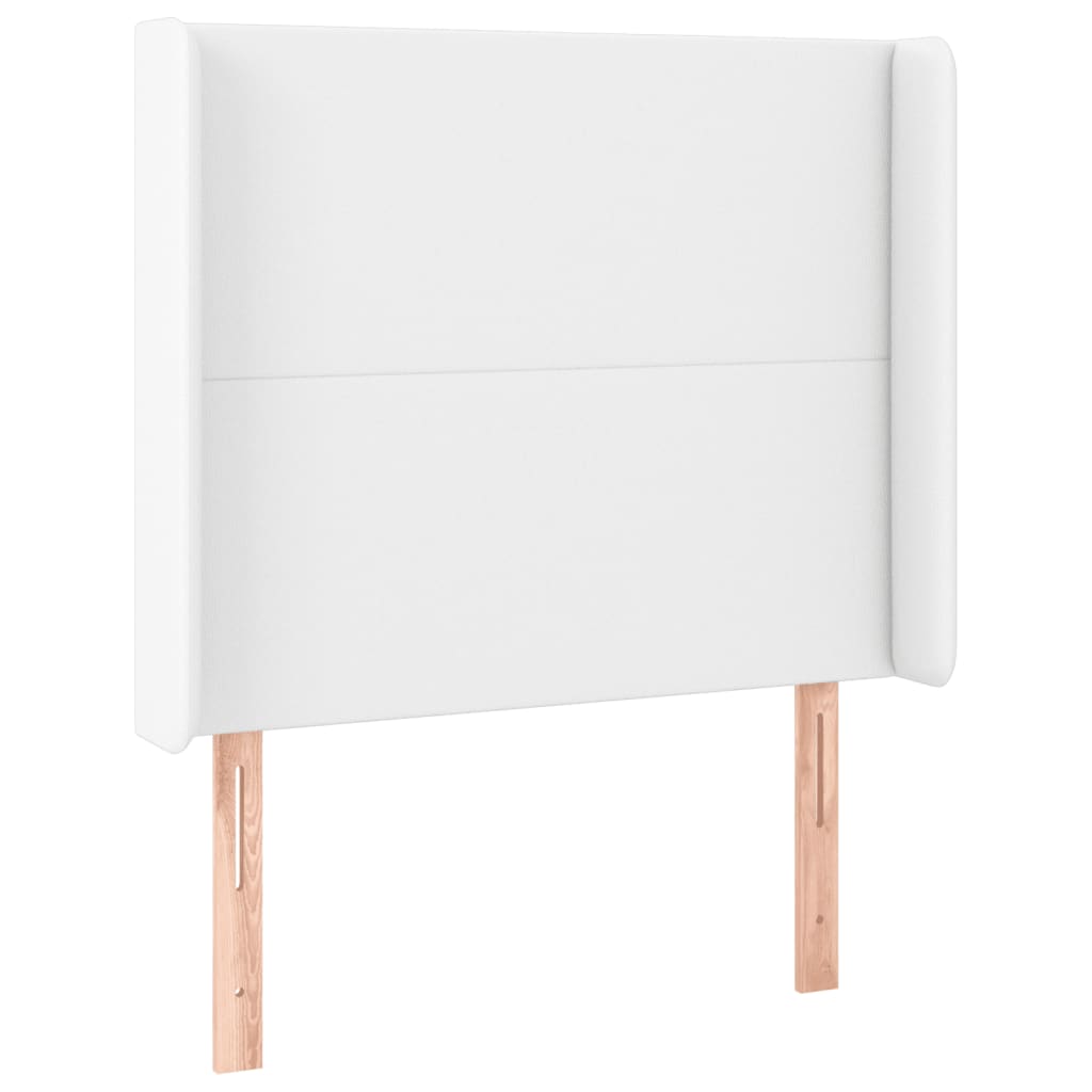 vidaXL Zagłówek do łóżka z LED, biały, 83x16x118/128cm, sztuczna skóra