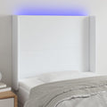 vidaXL Zagłówek do łóżka z LED, biały, 83x16x118/128cm, sztuczna skóra