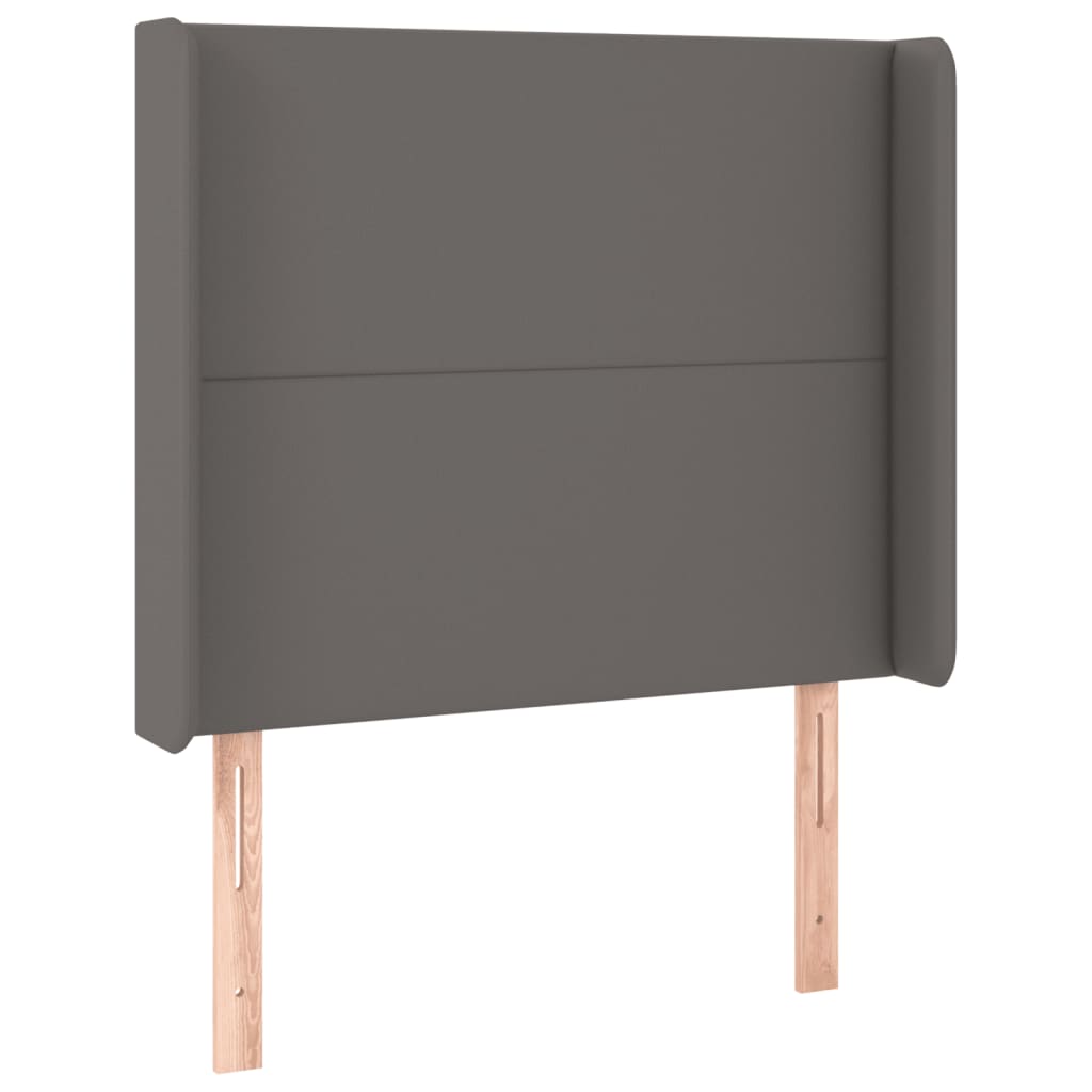 vidaXL Zagłówek do łóżka z LED, szary, 83x16x118/128cm, sztuczna skóra