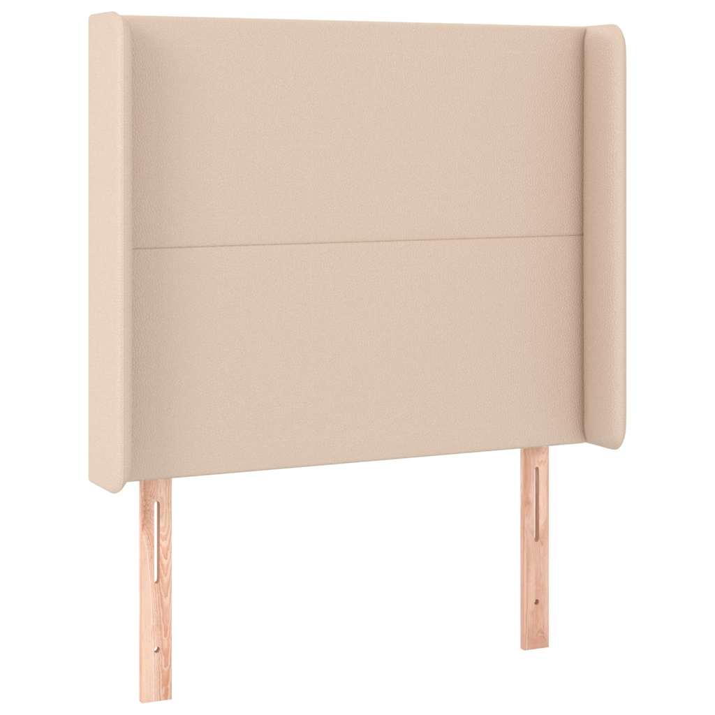 vidaXL Zagłówek do łóżka z LED, cappuccino, 83x16x118/128 cm, ekoskóra