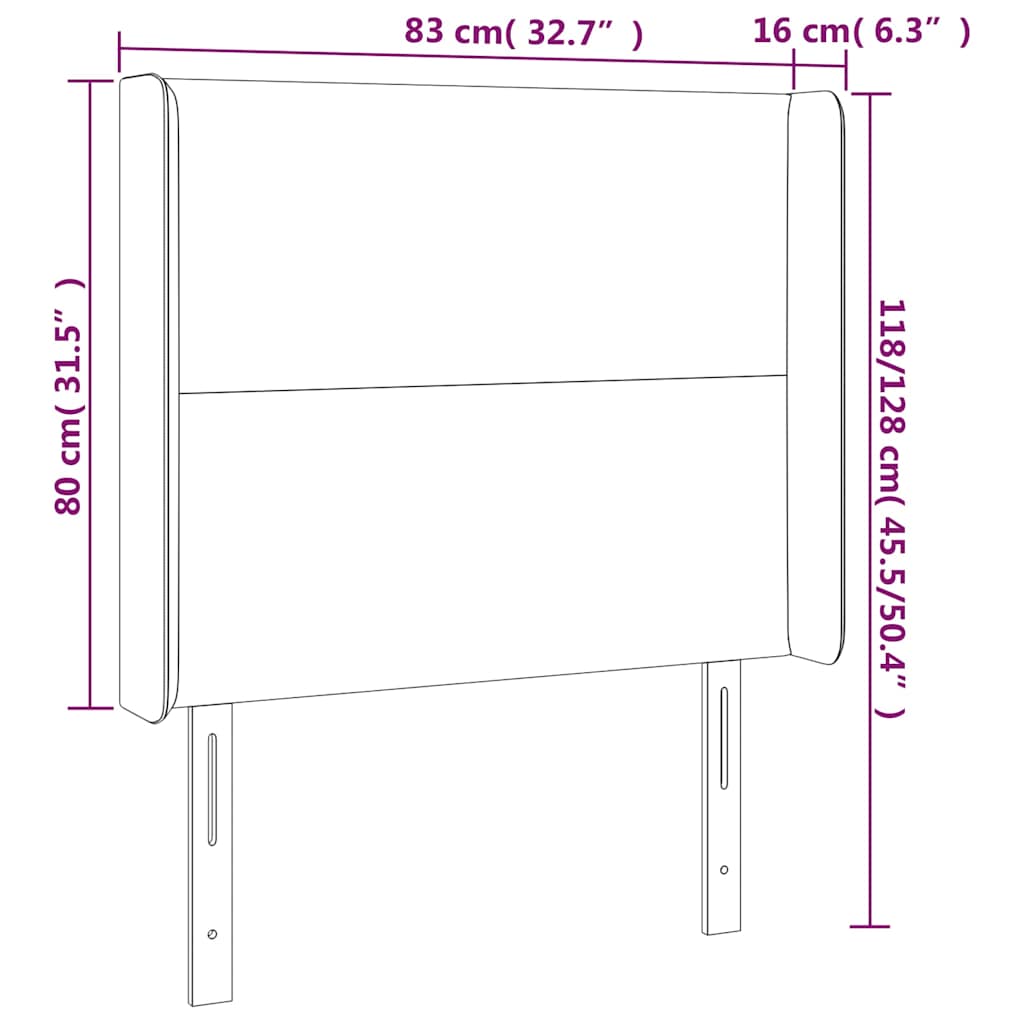 vidaXL Zagłówek do łóżka z LED, cappuccino, 83x16x118/128 cm, ekoskóra