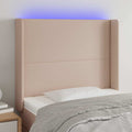 vidaXL Zagłówek do łóżka z LED, cappuccino, 83x16x118/128 cm, ekoskóra
