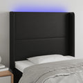 vidaXL Zagłówek do łóżka z LED, czarny, 93x16x118/128cm sztuczna skóra