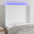 vidaXL Zagłówek do łóżka z LED, biały, 93x16x118/128cm, sztuczna skóra