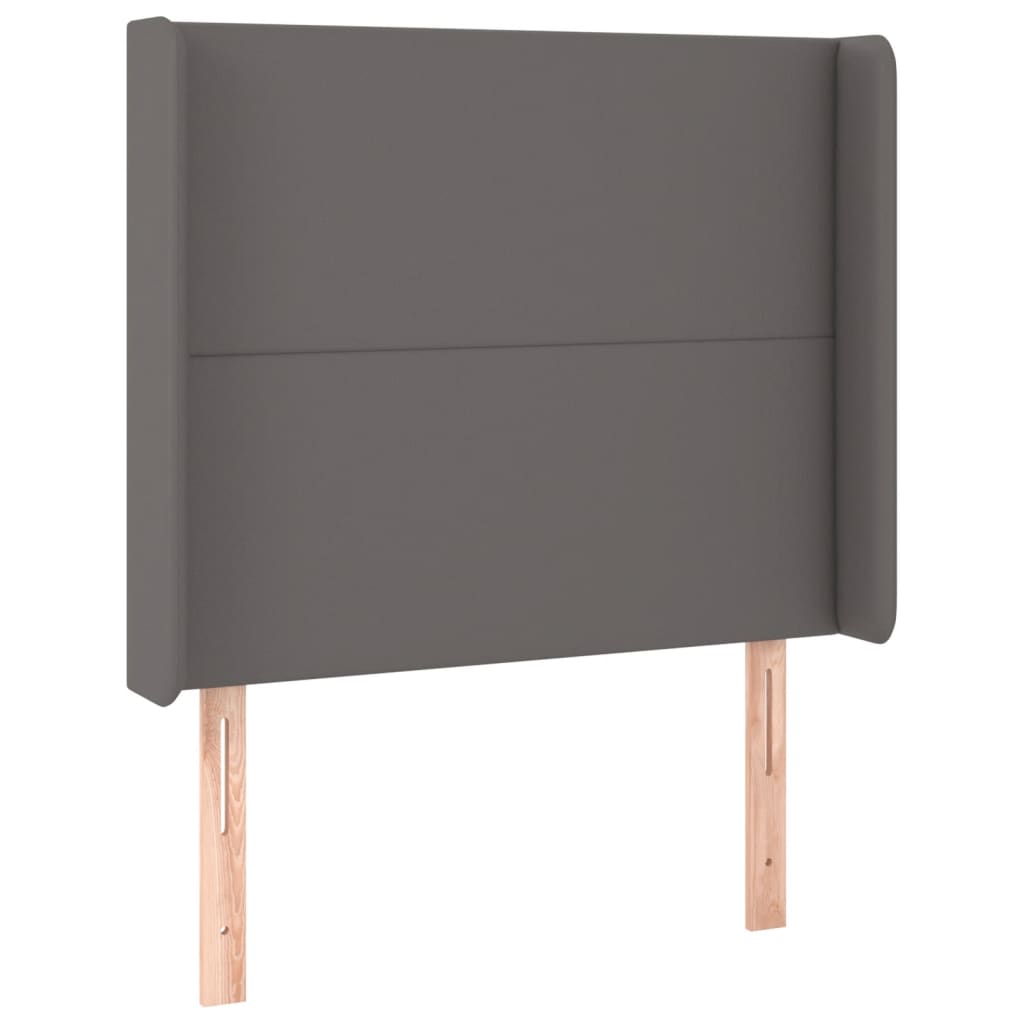 vidaXL Zagłówek do łóżka z LED, szary, 93x16x118/128cm, sztuczna skóra