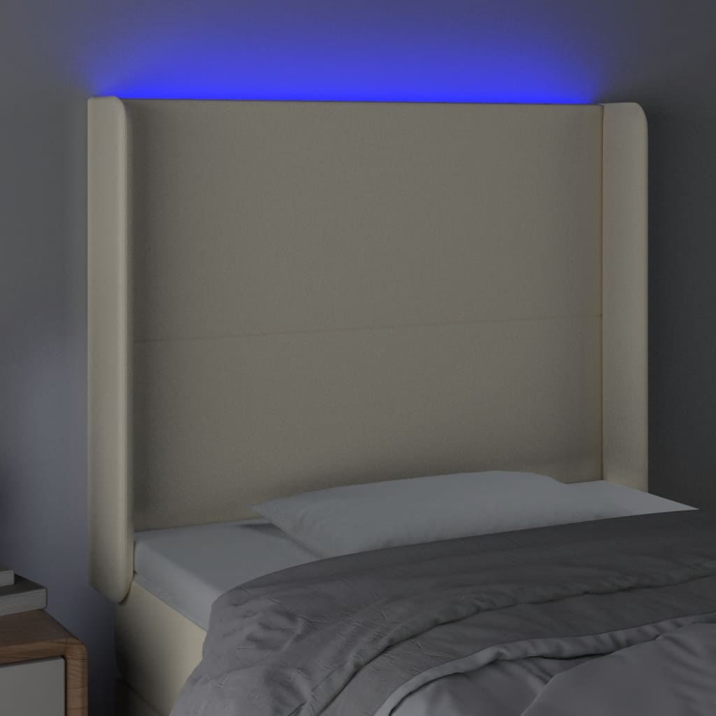 vidaXL Zagłówek do łóżka z LED kremowy 103x16x118/128cm sztuczna skóra