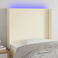 vidaXL Zagłówek do łóżka z LED kremowy 103x16x118/128cm sztuczna skóra