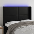 vidaXL Zagłówek do łóżka z LED, czarny 147x16x118/128cm sztuczna skóra