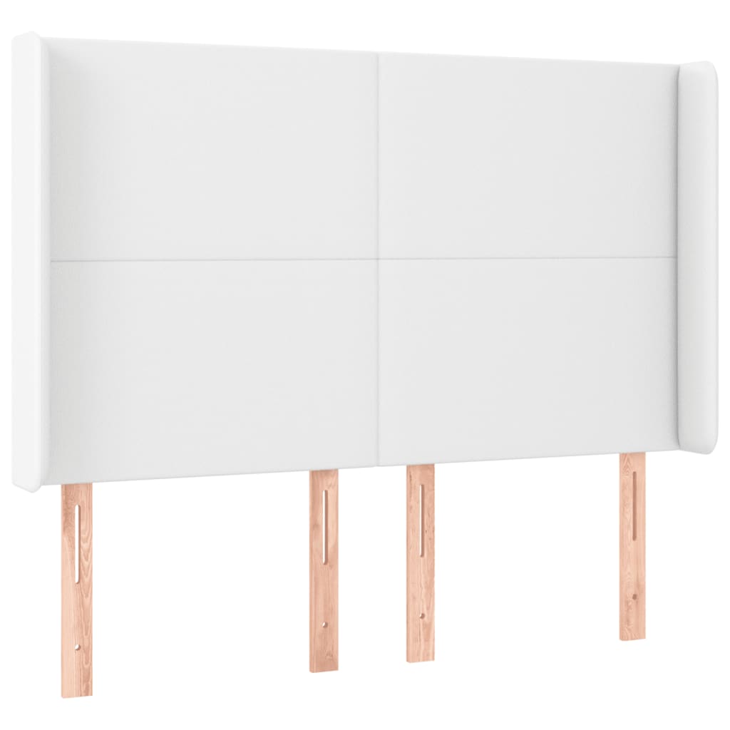 vidaXL Zagłówek do łóżka z LED, biały, 147x16x118/128cm sztuczna skóra