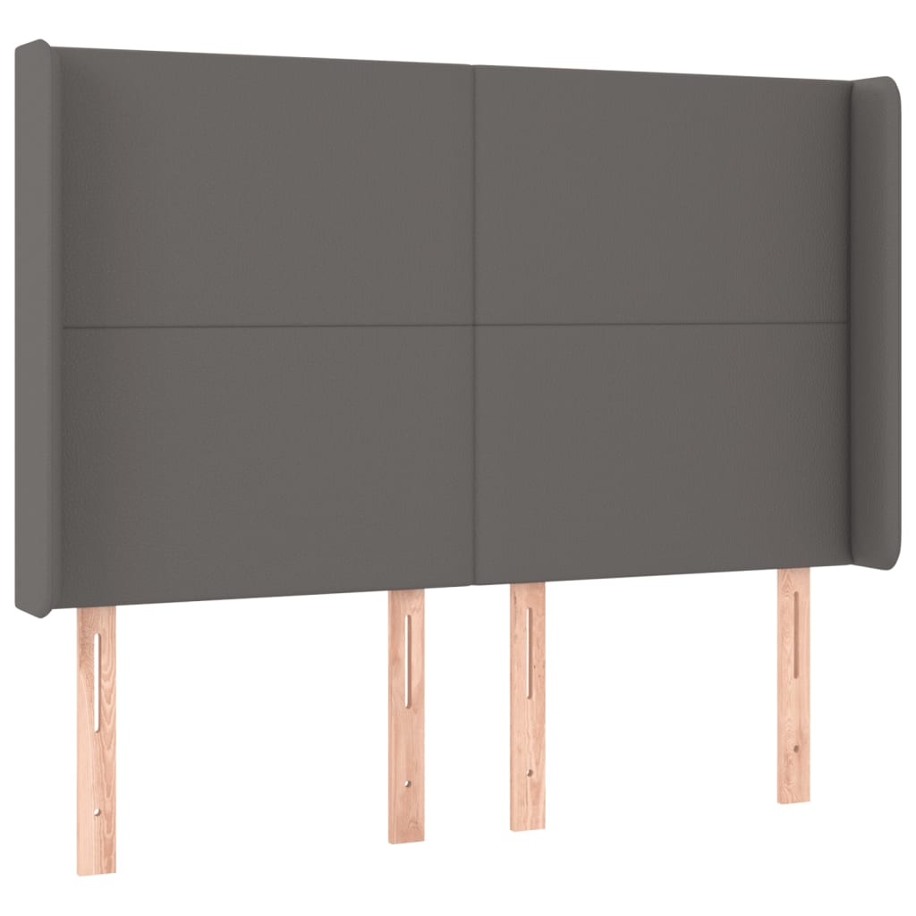 vidaXL Zagłówek do łóżka z LED, szary, 147x16x118/128cm sztuczna skóra