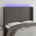 vidaXL Zagłówek do łóżka z LED, szary, 147x16x118/128cm sztuczna skóra