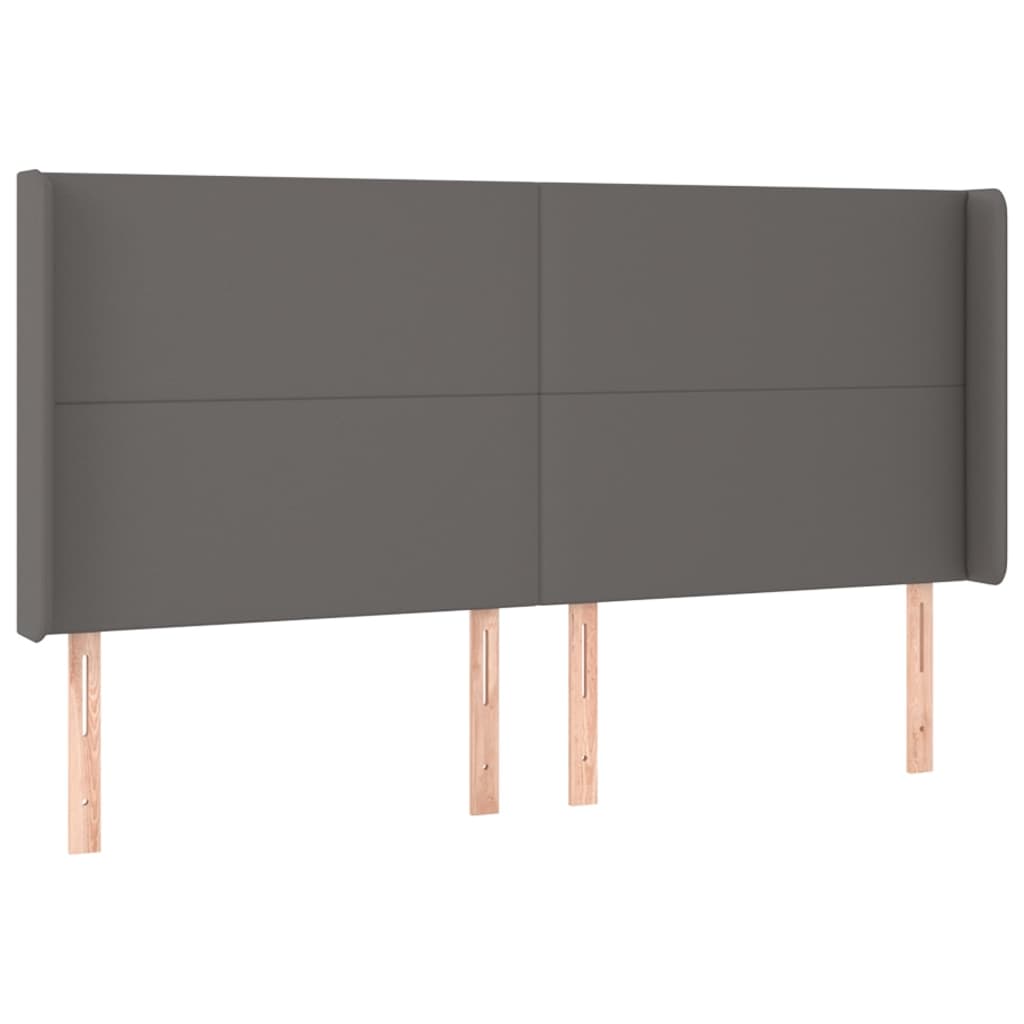 vidaXL Zagłówek do łóżka z LED, szary, 163x16x118/128cm sztuczna skóra
