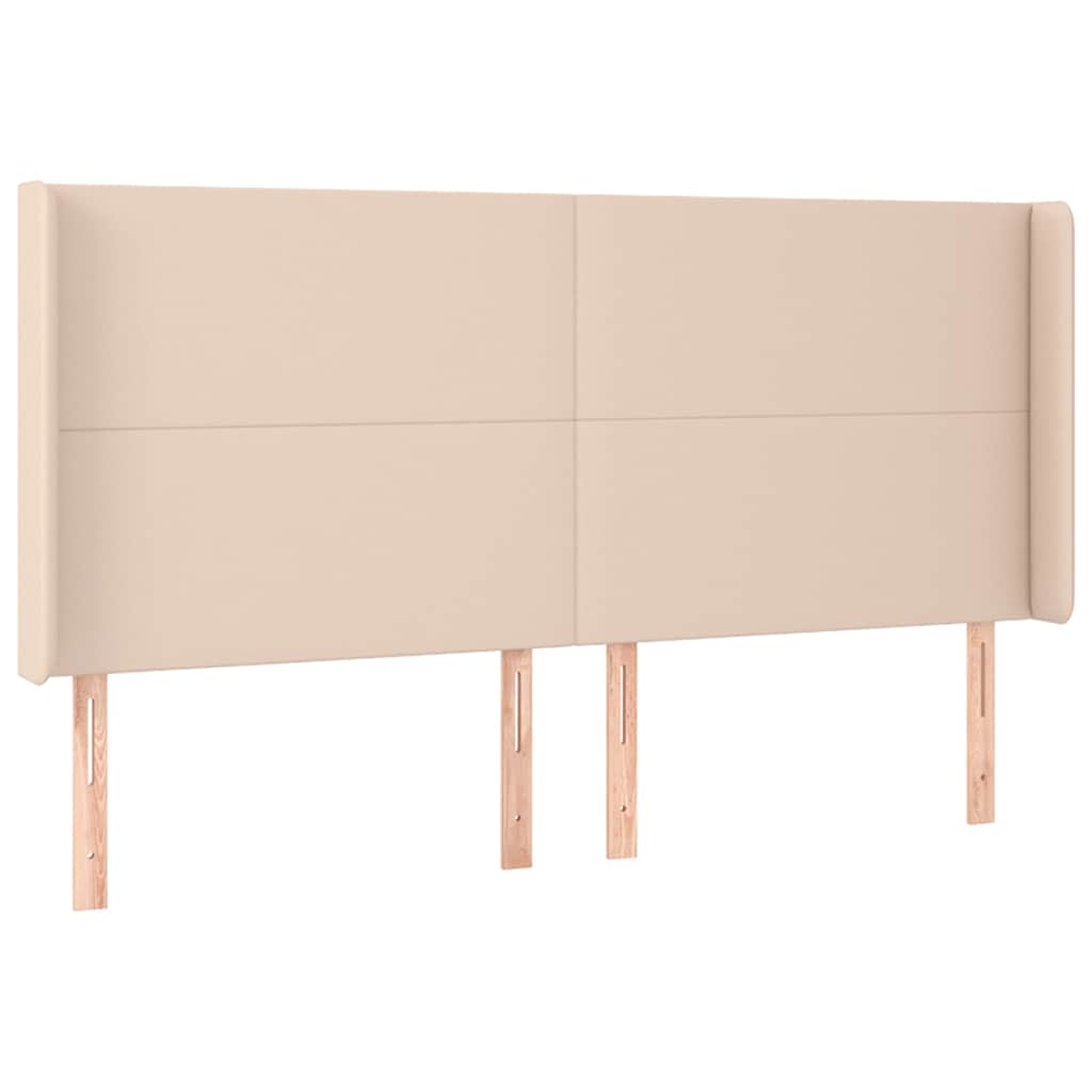 vidaXL Zagłówek do łóżka z LED, cappuccino, 163x16x118/128cm, ekoskóra
