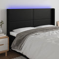 vidaXL Zagłówek do łóżka z LED, czarny 183x16x118/128cm sztuczna skóra
