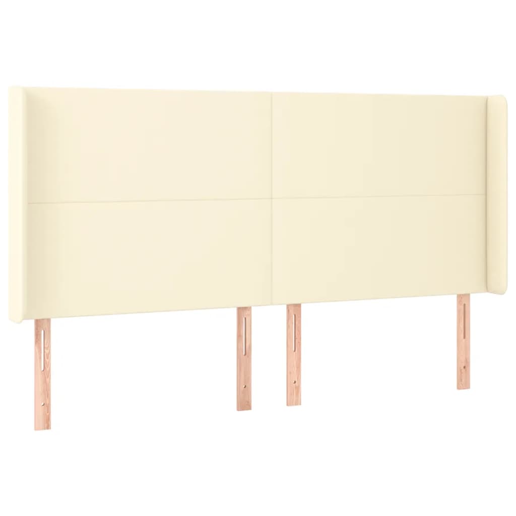 vidaXL Zagłówek do łóżka z LED kremowy 183x16x118/128cm sztuczna skóra