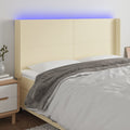 vidaXL Zagłówek do łóżka z LED kremowy 183x16x118/128cm sztuczna skóra