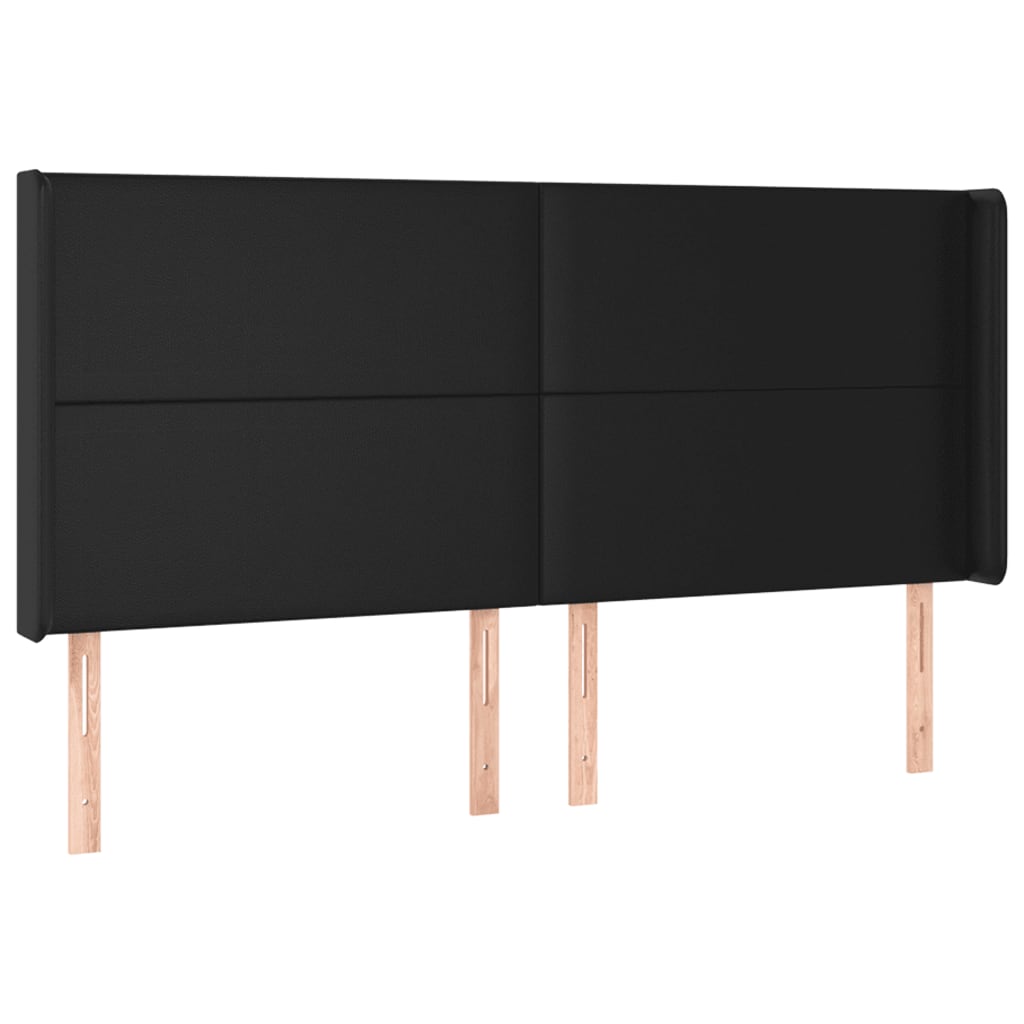 vidaXL Zagłówek do łóżka z LED, czarny 203x16x118/128cm sztuczna skóra