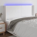 vidaXL Zagłówek do łóżka z LED, biały, 203x16x118/128cm sztuczna skóra